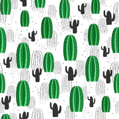 Cacti seamless pattern. Hand drawn textured decorative illustration. Vector succulents. Vector seamless pattern for stylish fabric design, paper, web..