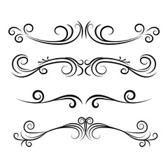 Hand drawn decorative dividers with swirls and borders vector set.