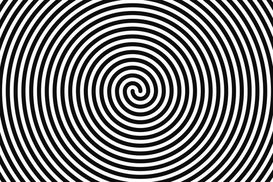 Concentric hypnotic spiral. Concept illusttration of hypnosis, vertigo. Abstract vector background.