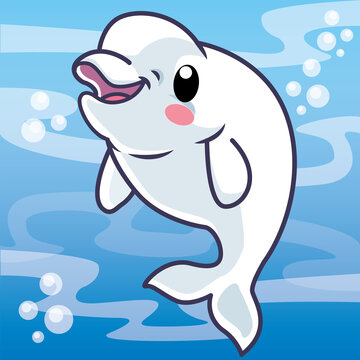 Beluga whale cartoon, animal cartoon cute, cartoon cute 