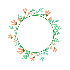 Vector floral frame with flowers for wedding invitations, greeting cards, and business cards. Bright flower frame