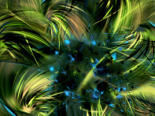 Fototapeta premium green abstract fractal background 3d rendering illustration