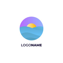 modern and creative beach logo emblem for travel business and vacation.