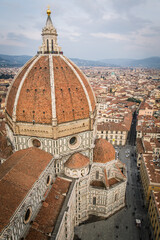 Fototapeta na wymiar The dome of the Cattedrale di Santa Maria del Fiore (Florence Cathedral) in Piazza del Duomo as seen from the Giotto's Campanile (bell tower), Florence, Tuscany, Italy
