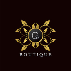 Fototapeta premium Golden G Letter Luxury Frame Boutique Initial Logo Icon, Elegance logo letter design template