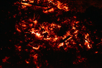 Fototapeta na wymiar burning ashes texture from above