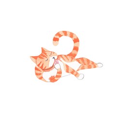 Cat. Watercolor cat illustration. - 360214499