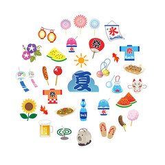 夏のアイコンイラストセット
