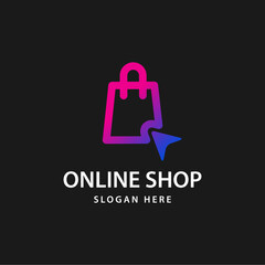 Online shopping logo design template for website and app