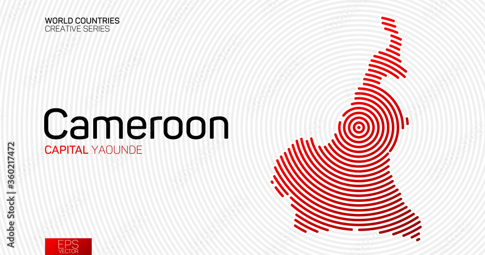 Wall mural abstract map of cameroon with red circle lines