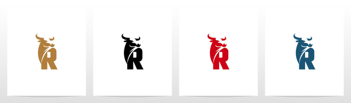 Buffalo Head On Letter Logo Design R