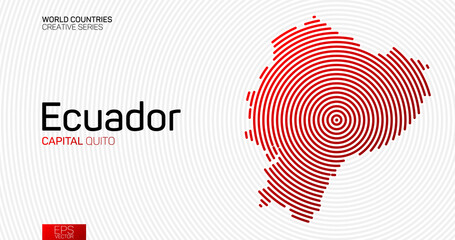Abstract map of Ecuador with red circle lines