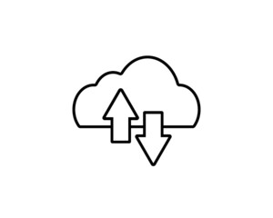 Cloud sync arrow line icon. Backup and restore data cloud storage sign for mobile concept and web design, cloud upload and download arrows.
