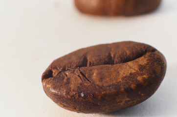 coffee bean close up macro isolated on a white background