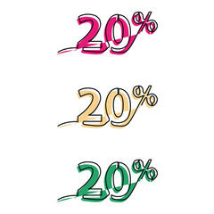 one line continuous drawing colorful twenty percent discount sale