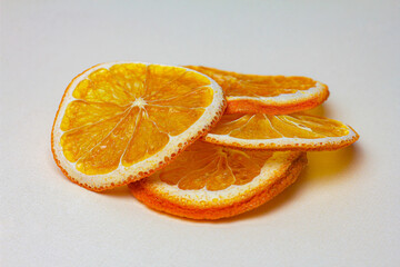 dried orange slices isolated on white background