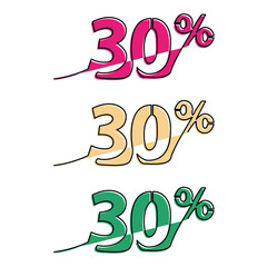 one line continuous drawing colorful thirty percent discount sale