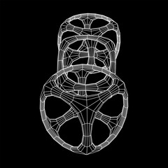 Naklejka premium Blockchain cube chain. Square big data flow information. Wireframe low poly mesh vector illustration.