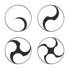 vector monochrome icon set with japanese symbol Tomoe