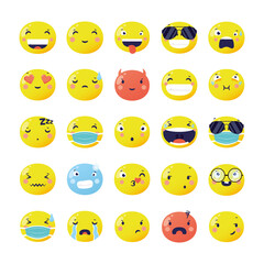 set of emojis faces funny characters