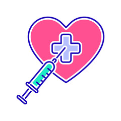 Heart treatment color line icon. Cardiological diseases. Isolated vector element. Outline pictogram for web page, mobile app, promo.