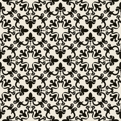 Seamless Damask pattern. Majolica pottery tile, black and gray azulejo, original traditional Portuguese and Spain decor. Seamless tile with Islam, Arabic, Indian, Ottoman motifs