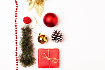 Christmas Christmas layout on a light background,festive objects on a light background