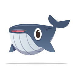 Obraz premium Cartoon whale vector isolated illustration