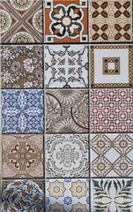 Traditional Portuguese tiles with geometric and floral patterns