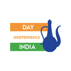 india independence day celebration with flag and jar flat style