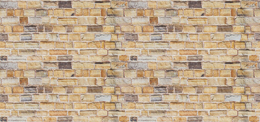Yellow burned brick wall seamless background