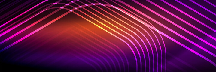 Shiny neon lines, stripes and waves, technology abstract background. Trendy abstract layout template for business or technology presentation, internet poster or web brochure cover, wallpaper