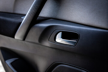 Car interior. Front car door panel.