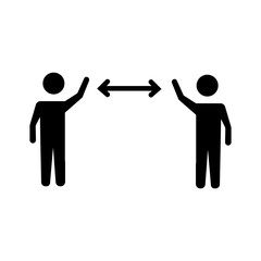 figures humans with arrows social distance silhouette style