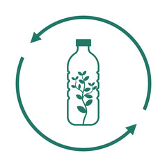 Eco bio leaf bottle vector icon.