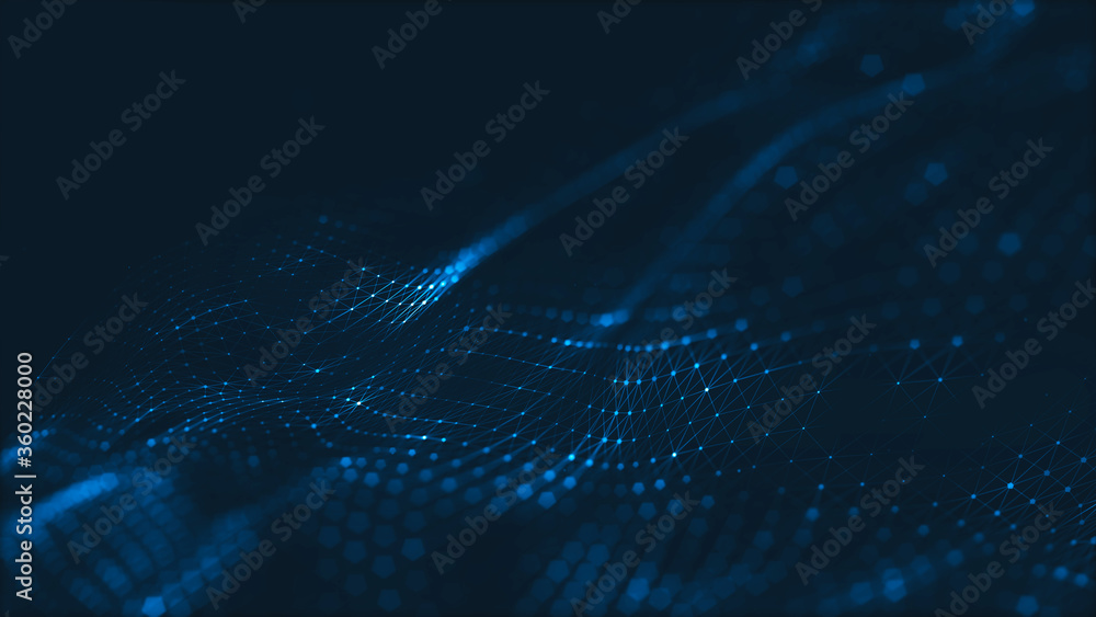 Poster abstract polygonal space low poly dark background with connecting dots and lines.