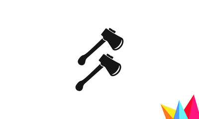 crossed axe and hammer, rustic vector collection isolated on white background, hipster logo design element