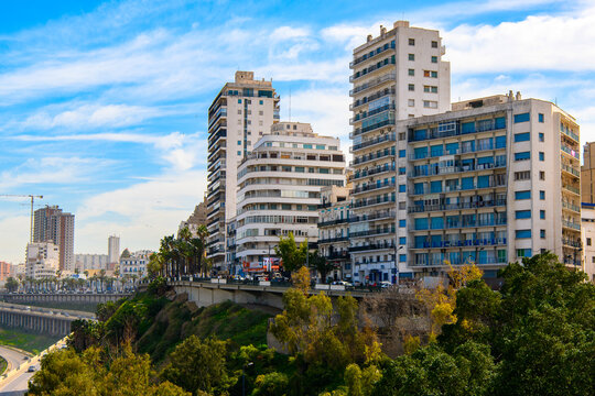 ORAN, ALGERIA - MARCH 10, 2018: Architecture of Oran, a coastal city of Algeria
