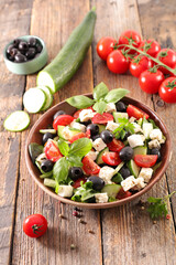 vegetable salad with feta, cucumber, tomato and olive