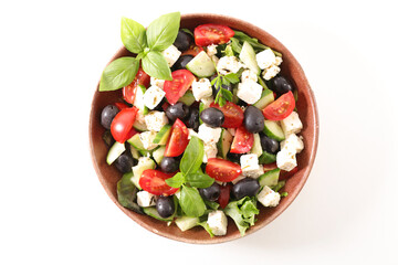 vegetable salad with feta, cucumber, tomato and olive