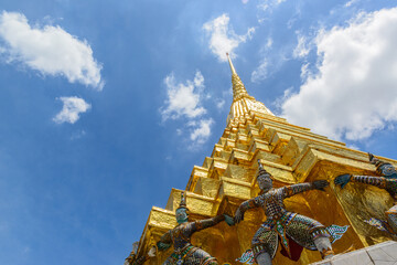 The base of Phra Suvarnachedi has figures of monkeys and giants supporting the chedi, is situated...