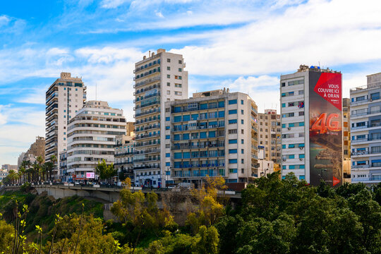 ORAN, ALGERIA - MARCH 10, 2018: Architecture of Oran, a coastal city of Algeria