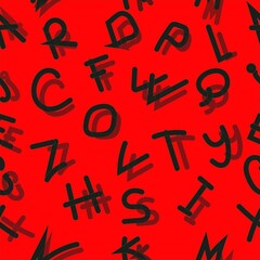 Seamless pattern letters.  The image can be used as a design element, as a pattern, as a label for packaging, in the textile industry, in the interior,as cover.