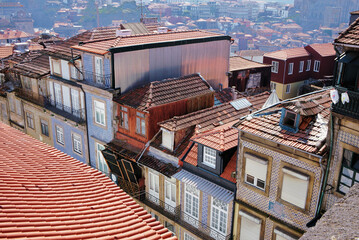 Roofs and dormers in the center of Porto, Portugal