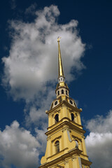 Peter and Pauls cathedral at Peter and Pauls fortress. Saint-Petersburg, Russia. Color photo.	
