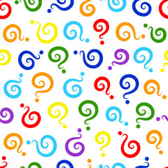 Seamless pattern from many question marks of different bright colors