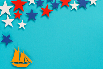 flat lay top view frame stars columbus day concept