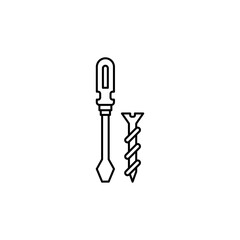 screw driver outline Icon. construction vector illustration on white background