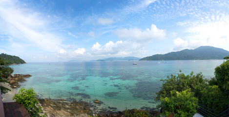 Fototapeta premium beautiful beach and tropical sea at lipe island ,satun Thailand