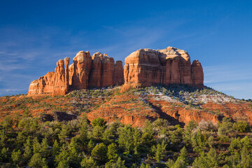 The red rocks near Sedona, Arizona contrast with a beautifll blue sky.